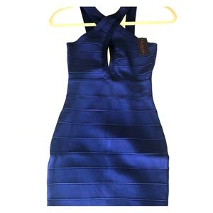 Hot Miami Styles navy bandage mini dress